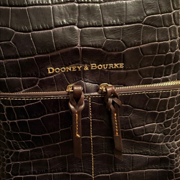 Dooney & Bourke Dark Brown Croc-Embossed Bag - Picture 2 of 12